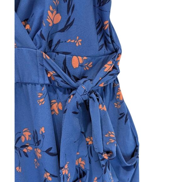 Kaileigh Rica Sleeveless Floral Midi Length Jumpsuit Boho Garden Girl Blue 2X - Picture 13 of 15